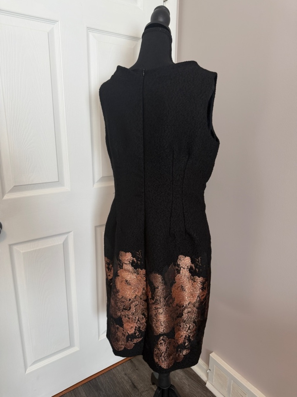 Sara Campbell Black Midi Dress with Bronze Floral Hem - Picture 9 of 13